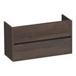 BRAUER Adore meuble sous-lavabo peu profond - 100x39x55cm - 2 tiroirs à fermeture en douceur - sans poignées - 1 découpe pour siphon - chêne massif - chêne à lamelles noir SW393216