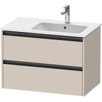 Duravit Ketho.2 Wastafelonderbouwkast - met 2 laden - voor waskom rechts - 81x48x54.9cm - met grepen antraciet - taupe mat SW771776