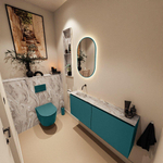 MONDIAZ TURE-DLUX Meuble toilette - 120cm - Smag - EDEN - vasque Glace - position gauche - sans trou de robinet SW1103529