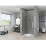 Van Rijn Products ST08 Porte battante de niche - 120x200cm - verre clair - épaisseur 8mm - 2 parties - profil mural - barre de stabilisation - Chrome SW956335