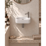 QeramiQ Fuente pack lave-mains – demi-rond – 40 x 21,5 x 12 cm – céramique blanc brillant – robinet gunmetal SW1232826