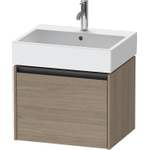 Duravit Ketho.2 Wastafelonderbouwkast - met 1 lade - 58.4x46x44cm - met greep antraciet - eiken terra mat SW773043