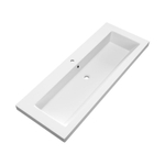 BRAUER Foggia Plan vasque 120x46cm 1 trou de robinet avec trop plein et vasque simple marbre minéral Blanc mat SW542364