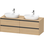 Duravit Ketho.2 Wastafelonderbouwkast - inclusief consoleplaat - met 4 laden - voor dubbele waskommen - 160x55x56.8cm - met handgrepen antraciet - natuur eiken mat SW772265