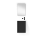 Saniclass Chaci Ensemble meuble lave-mains - 40x55cm - 1 porte - lavabo fontaine en marbre minéral - avec miroir rectangulaire - noir mat SW1130178