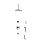 Hotbath Cobber ibs thermostatique 2 vannes d'arrêt 3 positions douche à main 15cm bras plafond 30cm douche de tête chrome SW440500