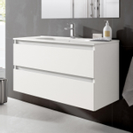 Saniclass Chaci Badkamermeubelset - 100x45x55cm - keramische wastafel glans wit - 1 wasbak - 1 kraangat - 2 lades - mat wit SW721291