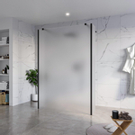 Fortifura Galeria Douche à l'italienne - 140x200cm - verre satiné - anticalcaire - verre de sécurité 8mm - 2 parois latérales 30cm - avec bras muraux et profilés d'angle - Noir mat SW992975