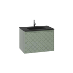 Crosswater Vergo ensemble de meubles de salle de bain - 69.8x47.6x45.5cm - 1 lavabo verre - noir 1 tiroir - vert sauge SW911009