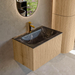 MONDIAZ KURVE-DLUX 70cm Meuble salle de bain - couleur Oak - 1 tiroir - vasque BIG SMALL centre - 1 trou de robinet - couleur Lava SW1138125