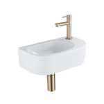 QeramiQ Fuente fonteinset – 40x21.5x12 cm – keramiek wit mat – kraangat rechts – geborsteld gouden kraan SW1232820