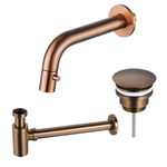 Fortifura Calvi Fonteinkraanset - inbouw - uitloop - 18cm - inkortbaar - sifon - always open plug - PVD - geborsteld koper SW1189316