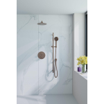 Fortifura Calvi Inbouw Regendoucheset - rond - thermostatisch - wandarm - glijstang - 25cm - hoofddouche - ronde handdouche - gladde slang - PVD - geborsteld koper SW1244957