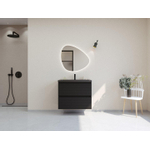HR badmeubelen Infinity XXL 3D Ensemble de meubles de salle de bains - 80 cm - 1 lavabo en céramique djazz noir mat - 1 trou de robinet - 2 tiroirs - noir mat SW863448