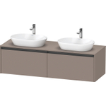Duravit Ketho 2 meuble bas sous lavabo incl. plan de console avec 2 tiroirs pour doubles vasques 160x55x45.9cm avec poignées anthracite basalt mat SW772772