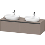Duravit ketho meuble sous 2 lavabos avec plaque console et 2 tiroirs pour double lavabo 160x55x45.9cm avec poignées anthracite basalte mate SW772772
