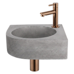 Fortifura Fuente pack lave-mains d'angle – 31,5 x 31,5 x 10 cm – béton gris – robinet cuivre SW1111548