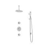 Hotbath Buddy IBS1 Ensemble de douche de tête - 2 robinets d'arrêt - bras de plafond 15 cm - douche de tête ronde 30 cm - douchette 3 jets - barre de douche - chrome SW18253