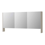 INK SPK3 Armoire de toilette - 160x14x74cm - 3 portes - miroir double face - étagère ouverte - interrupteur et prise de courant - MDF laqué gris cachemire mat SW798257