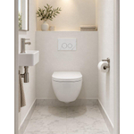 QeramiQ Dely Swirl Compact Toiletset - inbouwreservoir QeramiQ flush - 25mm zitting - marmeren bedieningsplaat wit - ronde knoppen - glans wit SW1590643