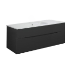Crosswater Glide II Badmeubelset - 100x45x52cm - 2 lades - greeploos - wastafel ice white - mat zwart SW877000