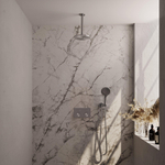 Brauer Brushed Edition douche thermostatique à effet pluie avec bouton poussoir 59 20cm pommeau de douche bras de plafond 3 positions douche à main flexible de douche raccord mural coude acier inoxydable brossé pvd SW925491