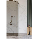 Fortifura Galeria zijwand - 50x200cm - rookglas - 8mm - met hoekprofiel - PVD - geborsteld koper SW925362