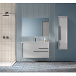 Saniclass Prime Essential Badkamermeubelset - 100x55x46cm - 1 ovale wasbak wit - 1 kraangat - 2 lades - rechthoekige spiegel - mat greige (grijs) SW925115