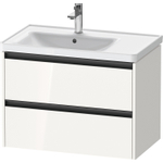 Duravit Ketho 2 wastafelonderbouwkast met 2 laden voor waskom links 78.4x45.5x54.9cm met grepen antraciet hoogglans wit SW772944