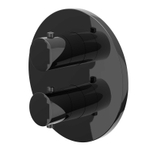 IVY Bond Pièce de finition - pour mitigeur thermostatique encastré - 1 robinet d'arrêt séparé - rosace ronde - Chrome noir PVD SW1030906