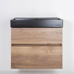 Saniclass Aurora Ensemble de meuble - 80x45x45cm - 2 tiroirs - sans trou de robinet - céramique noire - Roble SW1139099