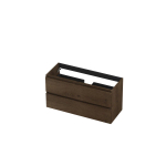 INK Wastafelonderkast - 100x40x52cm - 2 lades - greeploos - met houten keerlijst - MDF - Chocolate SW439205