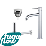 FugaFlow Eccelente Sobrado Kit mitigeur lavabo - robinet rehaussé - bonde nonobturable - siphon design - Chrome brillant SW1124189