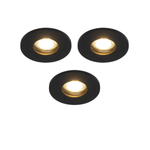 QAZQA Shed Spot encastrable - set de 3 - 8,5x8,5cm - IP54 - rond - noir mat SW1210148