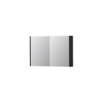 INK SPK1 spiegelkast – 90x60x14 cm – 2 deuren, dubbelzijdige spiegeldeuren – Houtskool Eiken mat SW493620