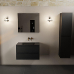 Mondiaz AIVY Ensemble de meuble - 80x45x50cm - 0 trous de robinet - 1 vasque Urban Solid surface - Centre - 2 tiroirs - avec miroir - MDF Urban SW892150