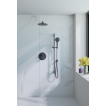 Fortifura Calvi ensemble de douche pluie encastré – douche de tête Ø 25 cm – bras mural courbé 35 cm – douchette ronde 1 jet – boutons lisses – noir mat SW1189345