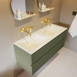 Mondiaz VICA-DLUX ensemble de meuble de salle de bain - 120cm - meuble sous-vasque armée - 2 tiroirs - lavabo encastré nuage double - sans trous de robinet - miroir modèle spot - version XL 60cm de haut - opalo SW1098955