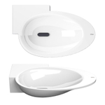 Clou First lave-mains - 38.8x24.6x8cm - angle - pierre minérale - trou robinet gauche - blanc SW9273