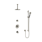 Hotbath Cobber IBS20 Ensemble de douche pluie encastré - bras de plafond 15 cm - pomme de douche ronde 20 cm - douchette 3 jets - barre de douche - nickel brossé SW440651