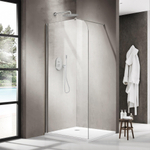 Fortifura Galeria Inloopdouche - 120x200cm - afgeronde glaswand - helder glas - wandarm - Chroom SW1420236