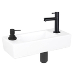 Differnz Sapon pack lave-mains – 42,5 x 18,5 x 9 cm – céramique blanche – robinet noir mat SW717340