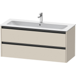 Duravit Ketho 2 wastafelonderbouwkast met 2 laden voor enkele wastafel 121x48x55cm met grepen antraciet taupe supermat SW773127