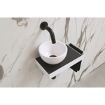 Ink Jazz XS meuble pour WC cadre blanc brillant plateau quartz noir vasque gauche polystone 20cm blanc brillant SW541203