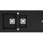GO by Van Marcke Molto évier encastré en composite avec 1,5 bacs avec égouttoir 980 x 500 mm avec bonde manuelle carrée réversible noir SW283664