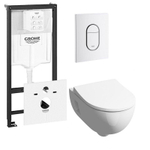 Geberit 300 basic toiletset inclusief Grohe inbouwreservoir en Grohe Arena bedieningsplaat wit SW439194