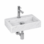Fortifura Fuente pack lave-mains – rectangulaire – 38 x 24 x 8 cm – marbre blanc – robinet chromé SW1111479