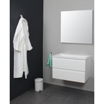 Basic Bella Meuble avec lavabo acrylique 80x55x46cm sans trou de robinet avec miroir Blanc brillant SW398136