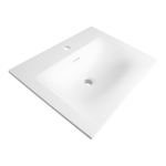 BRAUER Glacier Meubelwastafel - 60x46x2cm - overloop - 1 wasbak midden - 1 kraangat - Finestone mat wit SW86535