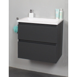 Basic Bella Meuble avec lavabo acrylique 60x55x46cm sans trou de robinet Anthracite mat SW398056